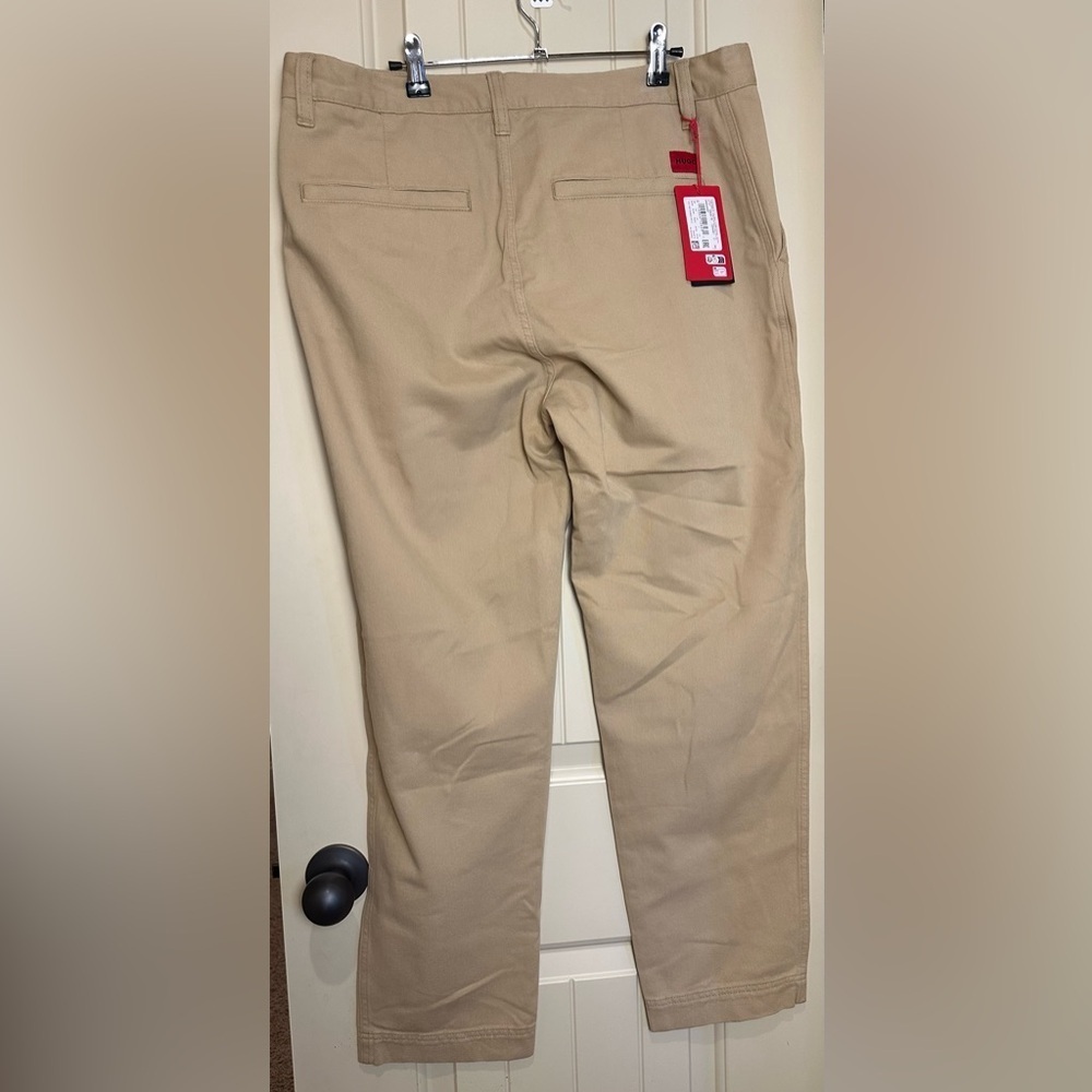Hugo Boss Men's Khaki Pants 34x32 Flat Front 100% Cotton NWT - Picture 9 of 13
